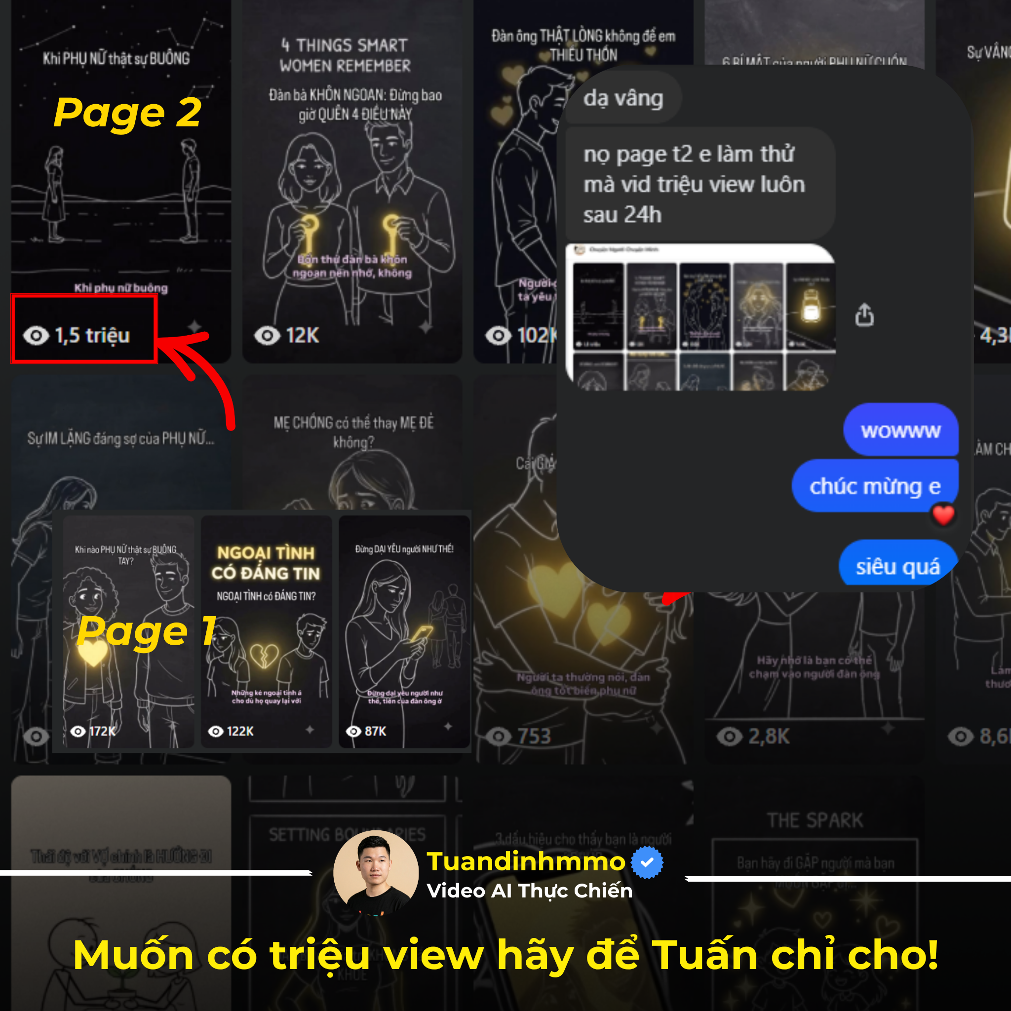 Các video AI 2D Storytelling và chia sẻ kết quả triệu view từ học viên